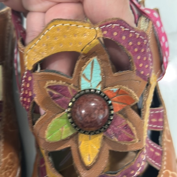 Elite by Corkys Hand Painted Leather Bump‎ Toe Sandal. Size 36 - Picture 10 of 11